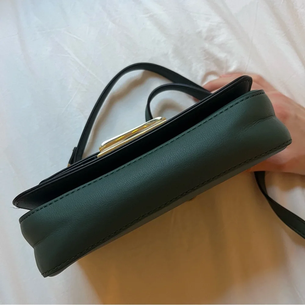 Topshop Emerald Green and Gold Studded Crossbody Bag